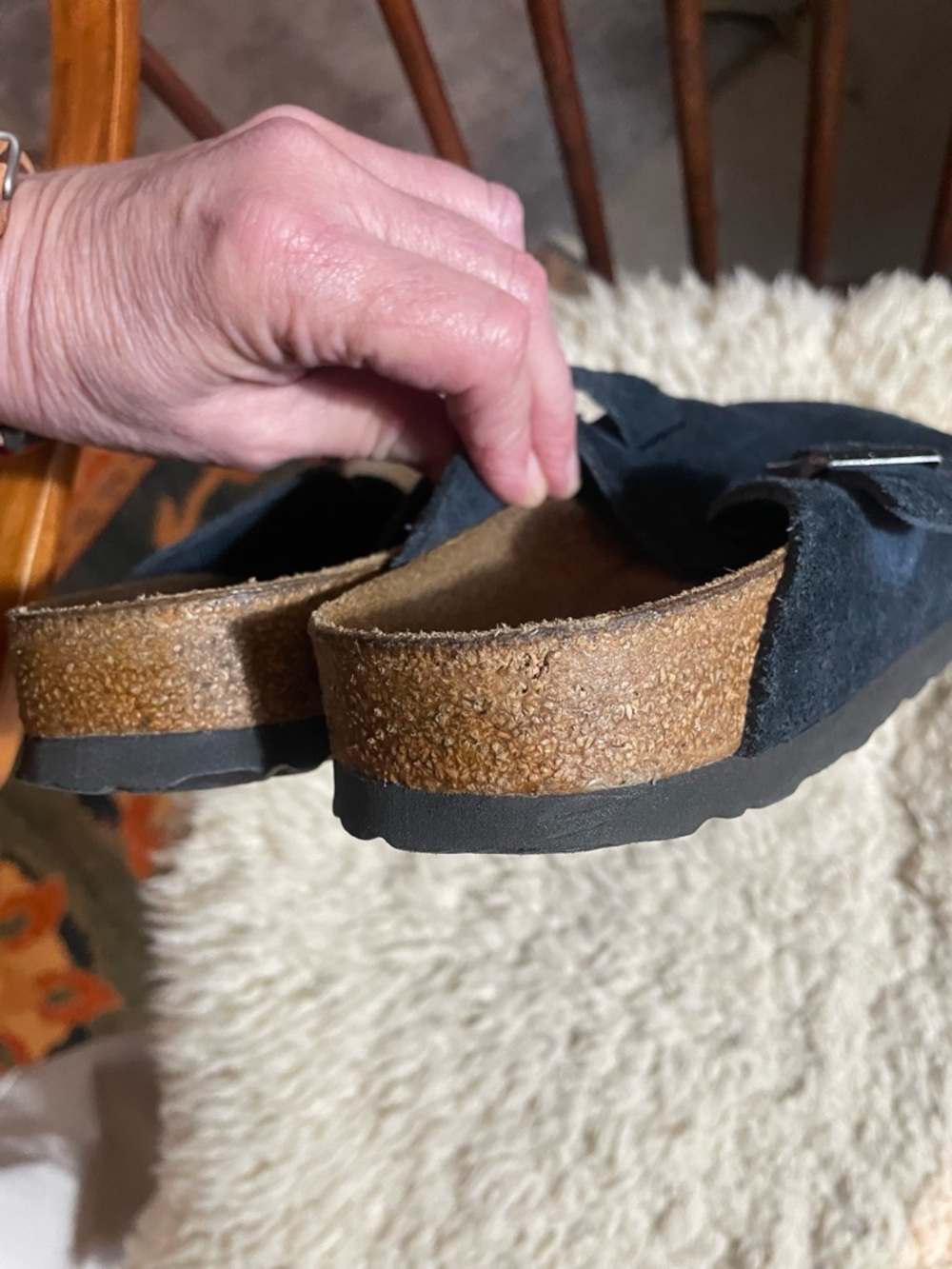Birkenstock Boston Unisex Navy Suede Soft Footbed Slip-Ons Comfort Shoes sz 40 - Picture 6 of 9